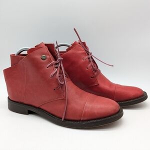 Red Leather Ankle Boots